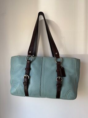 COACH Blue and Brown Vintage Chelsea Shoulder Bag No. F12339